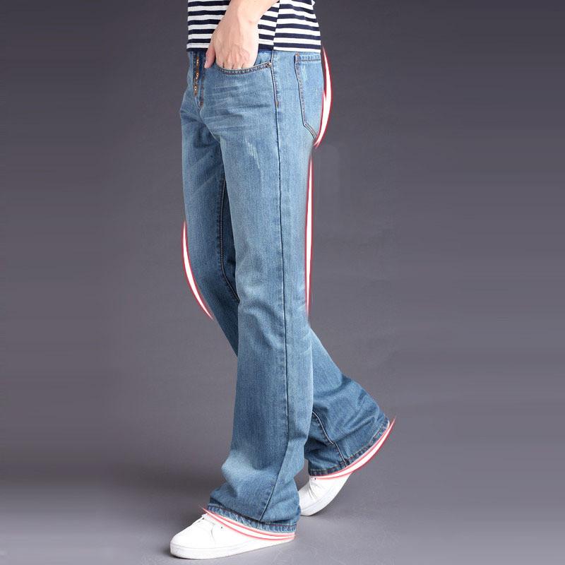 Men's Loose Jeans Korean Casual Big Flared Pants Light Blue Jeans