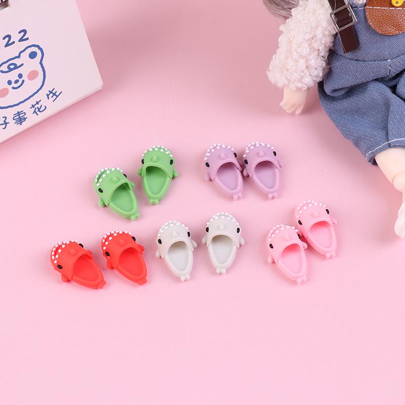 1 Pair 1:12 Dollhouse Miniature Cute Shark Slippers Doll Shoes Suit For Ob11 1/12 Bjd Doll Gsc Dod, Ymy Doll