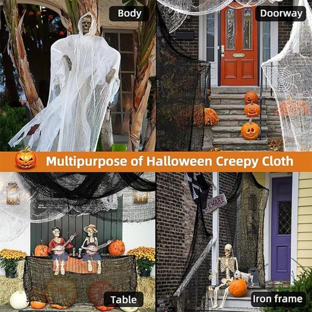 Tissu en Gaze Décorative Noir pour Halloween Multi-Scène Décoration de Porte et Murale Pour Maison Hantée