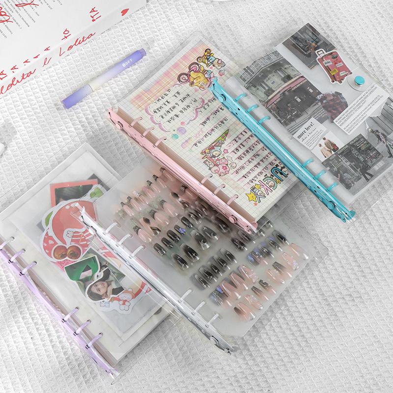 Korean Style Glittery PVC A5/A6 Notebook Binder with Soft Shell & Six-Hole Metal Clips