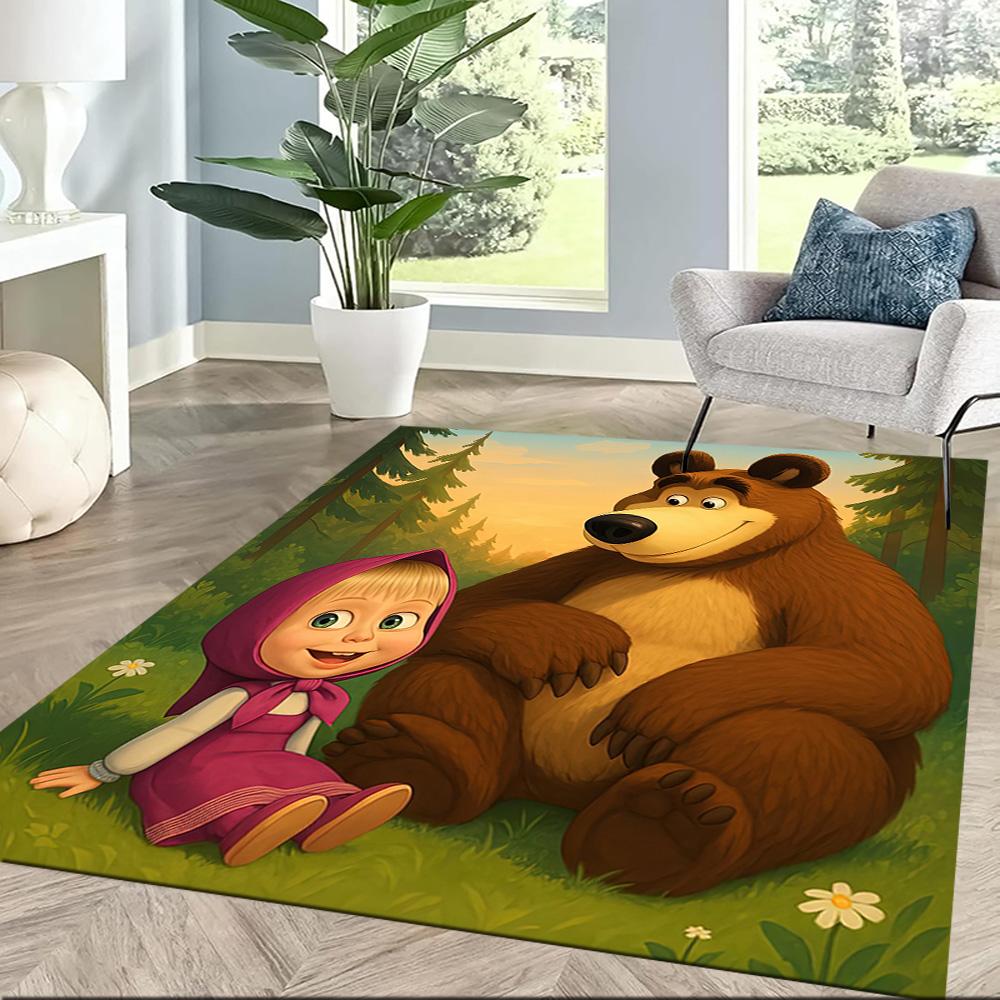 Masha Bear Area Rug Suitable for Bedrooms Game Room Study Room Decorate Room Anti-slip Rug Anime Office Decor Gift for Festivals