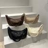 2025 new niche design fashion dumpling bag women's Korean version portable shoulder bag solid color splicing retro messenger bag