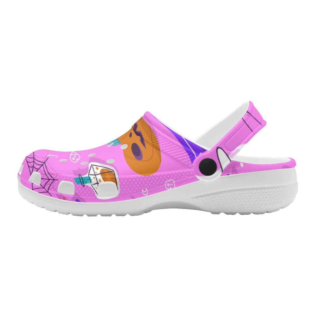 White Color Printed EVA Clogs Women Men Lightweight Breathable Garden Shoes Slip On Beach Pool Bathroom Home Sandals