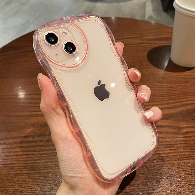 Kıvırcık Dalgalı Aşk Kalp Lens Koruma Telefon Kılıfı Iphone 13 12 11 Pro Max X Xr Xs Max Şeffaf Silikon Şeker Kapak 13pro