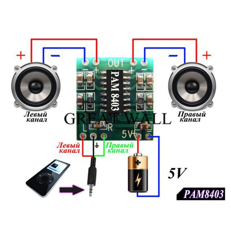 PAM8403 Super Mini Digital Amplifier Board 3W×2 Class D DC 2.5-5V USB Powered Dual Channel Stereo Audio Module Ultra Compact