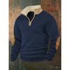 New Sweater Retro Splicing Embroidered Semi-open Placket Men's Long-sleeved Sweater