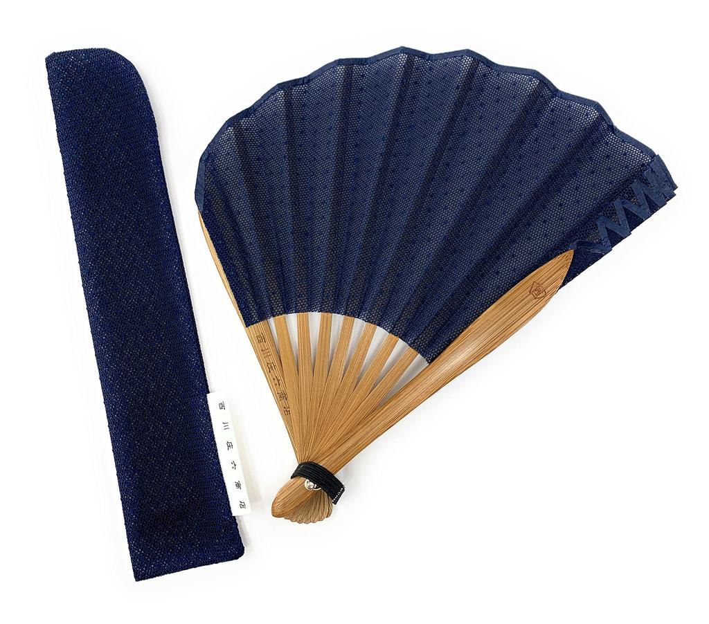 Shouroku Veil material soft paulownia fan bag lace Day ladies [Nishikawa Shoten] fan, box, included, fan, navy, Mother's present, gift, women,