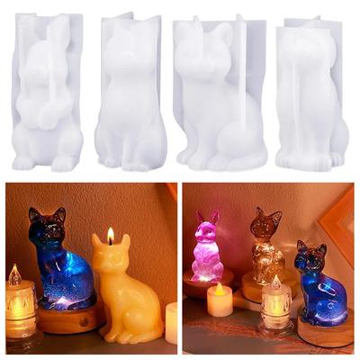 1pc DIY Cute Animal Crystal Drop Glue 3D Mold Easter Rabbit Cat Dog Silicone Mold for Candle Making Home Table Decoration Crafts