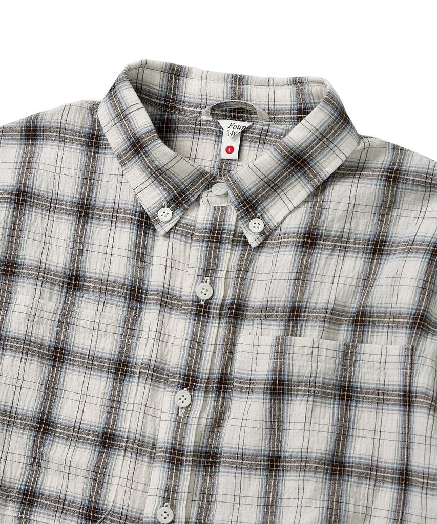 FOUNDPOCKET Bidi Plaid Pocket Ss Shirt Beige