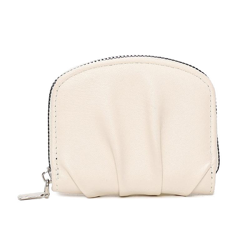 Stylish Design Mini Coin Purse Solid Color Versatile Functio Small Wallet Pleated Style Change Purse Coin Storage 1PC