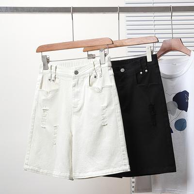 DIMANAF Pantaloncini da Donna Taglie Forti Estivi Larghi Harem Jeans Corti Basic Vita Alta Tinta Unita Pantaloni Bianchi Elastico in Vita