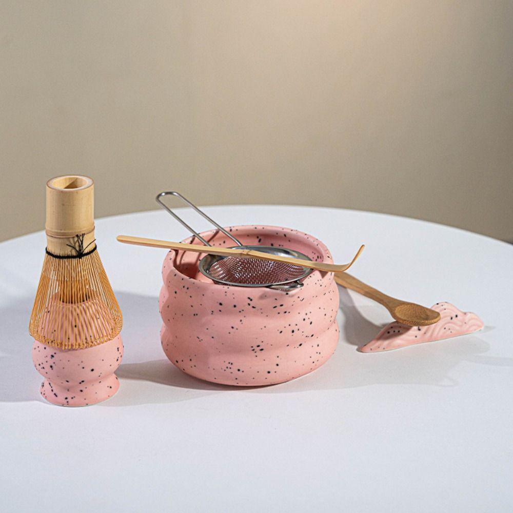 Smooth Matcha Whisk Stand Sand Dot Green Tea Maker Cup Matcha Bowl Set  for Tea Set Accessories