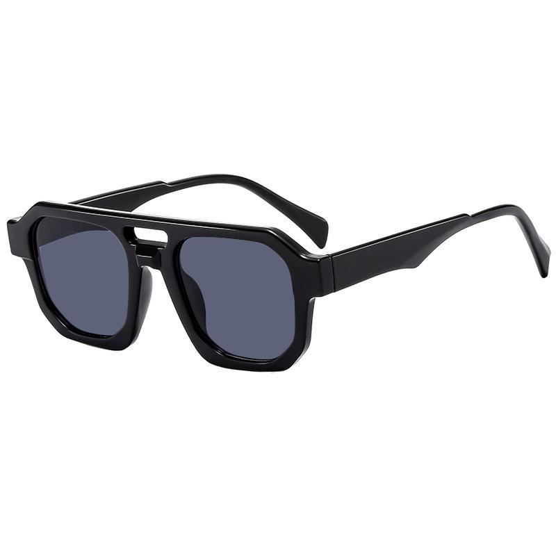 Double beam irregular sunglasses personalized punk fashion sunglasses ins European and American catwalk sunglasses men