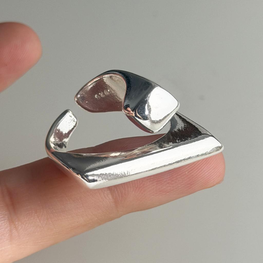 Xiaomi 925 Sterling Silver Rings For Women Geometric Fine Jewelry Finger Adjustable Wide Stone Ring For Party Birthday Gift