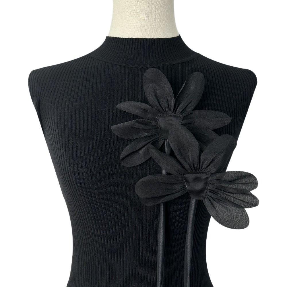 

2pcs Lace Fabric Flower Brooch Appliques Organza Clothing Brooch Clothing Appliques Embroidered Patch Removable Clothing Patch чорний