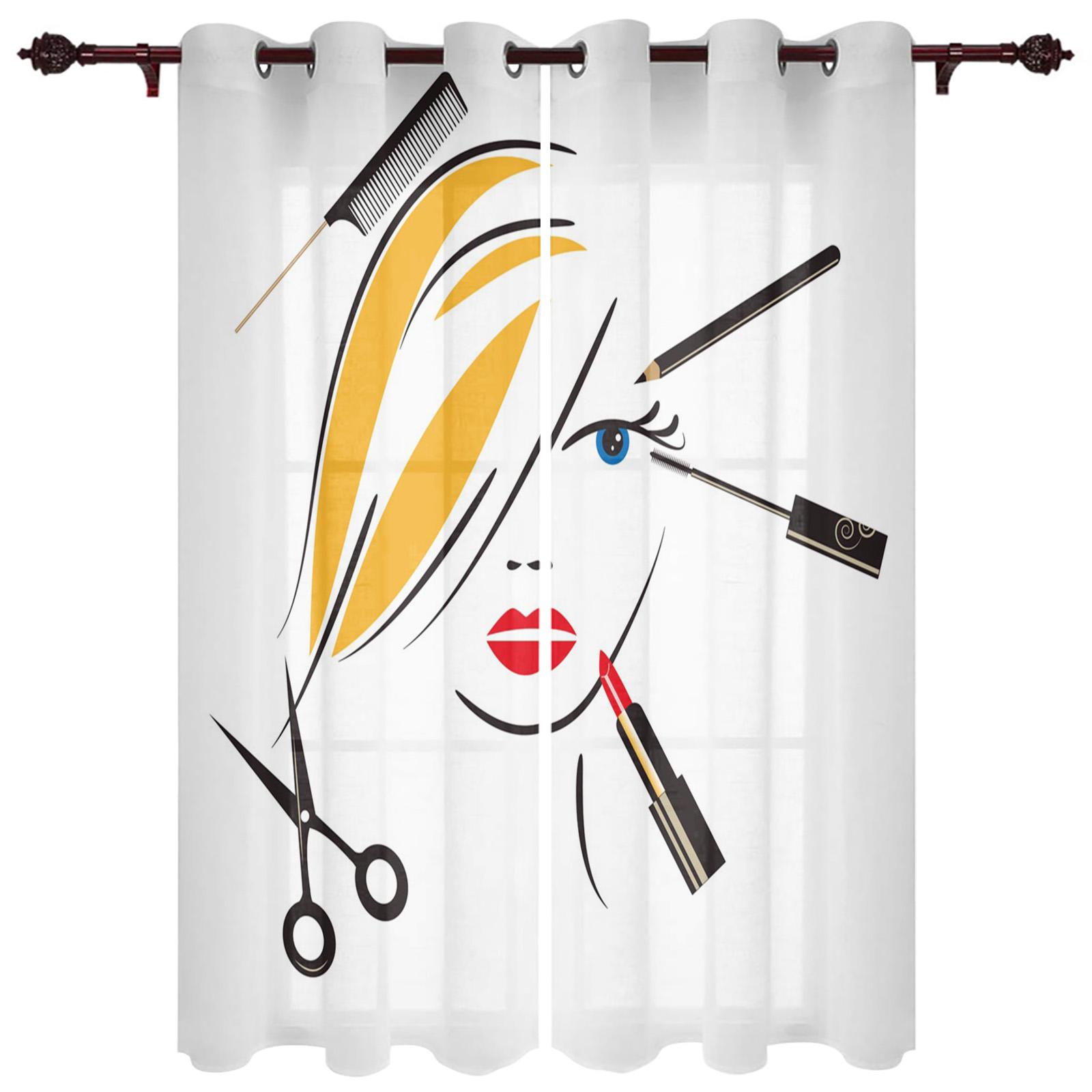 Женщина Волосы Всплеск Чернила Искусство Окна Шторы Гостиная Спальня Оконные Обстановки — фото 17