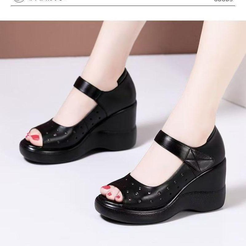 New Style Shoes - Soft Leather Soles, Thick Heels, Pointed Toe, Open Holes, Women's Sandals Devotion
