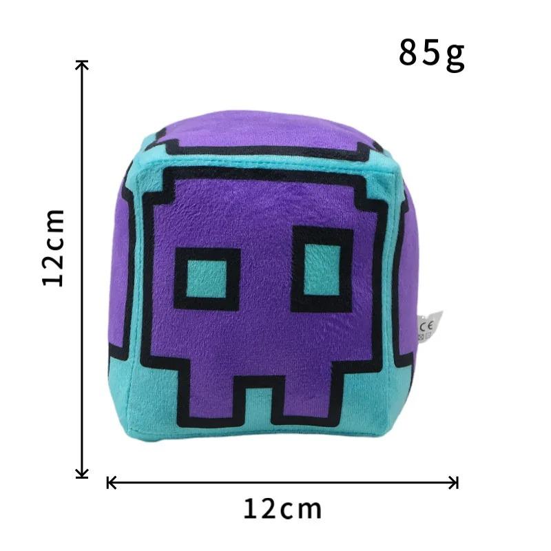Juguetes de Peluche Cubo Geometry Dash Almohada Pequeña Muñeco de Peluche Relleno Colgante Cuadrado Juego Lindo Decoración para el Hogar Regalo de Cumpleaños para Niños