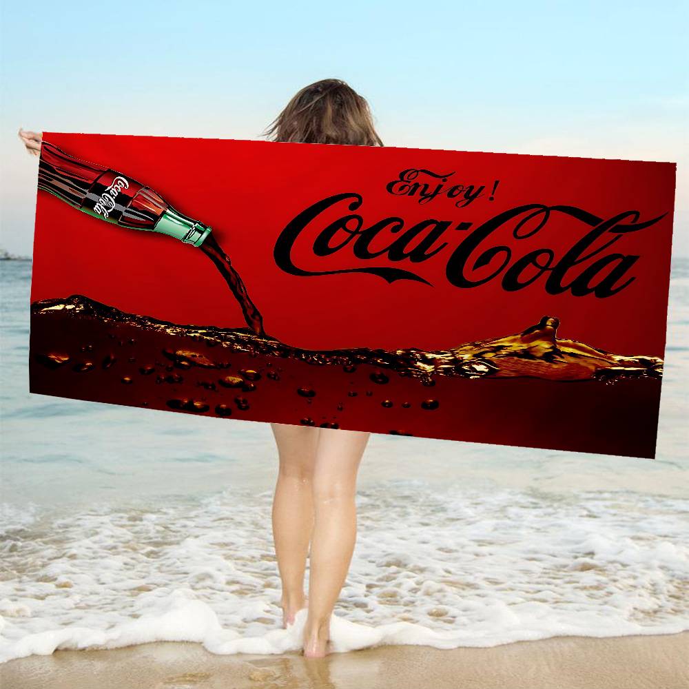 C-Cocas C-cola Vintage Logo Beach Towel Colorful Bath Towels for Girl Microfiber Quick Custom Sand Free Beach Yoga Spa Gym Pool