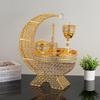 Exquisite Six-Piece Gold Incense Burner Set with Moon and Flower Design, Middle Eastern Style with Large Base.