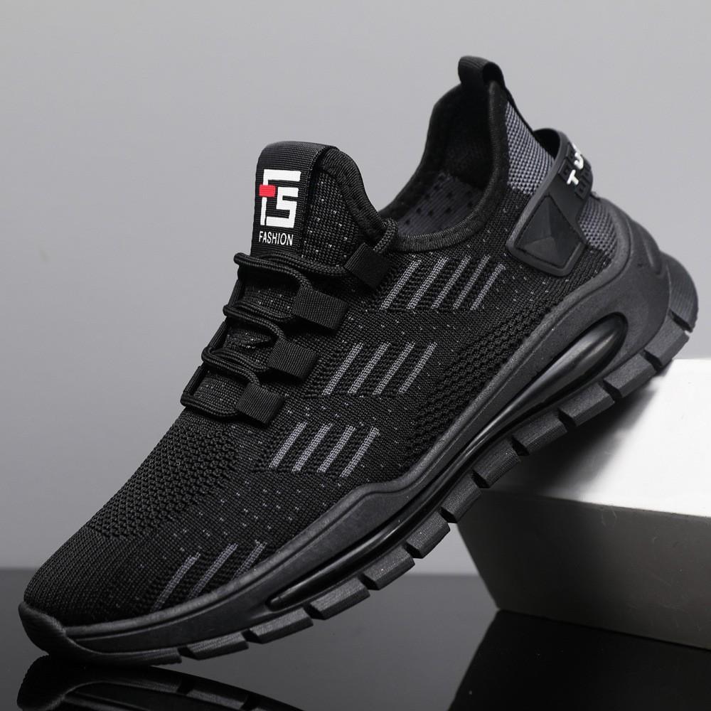 

Men s shoes autumn new fly-woven mesh breathable and lightweight casual shoes platform running sports shoes 44 чёрный