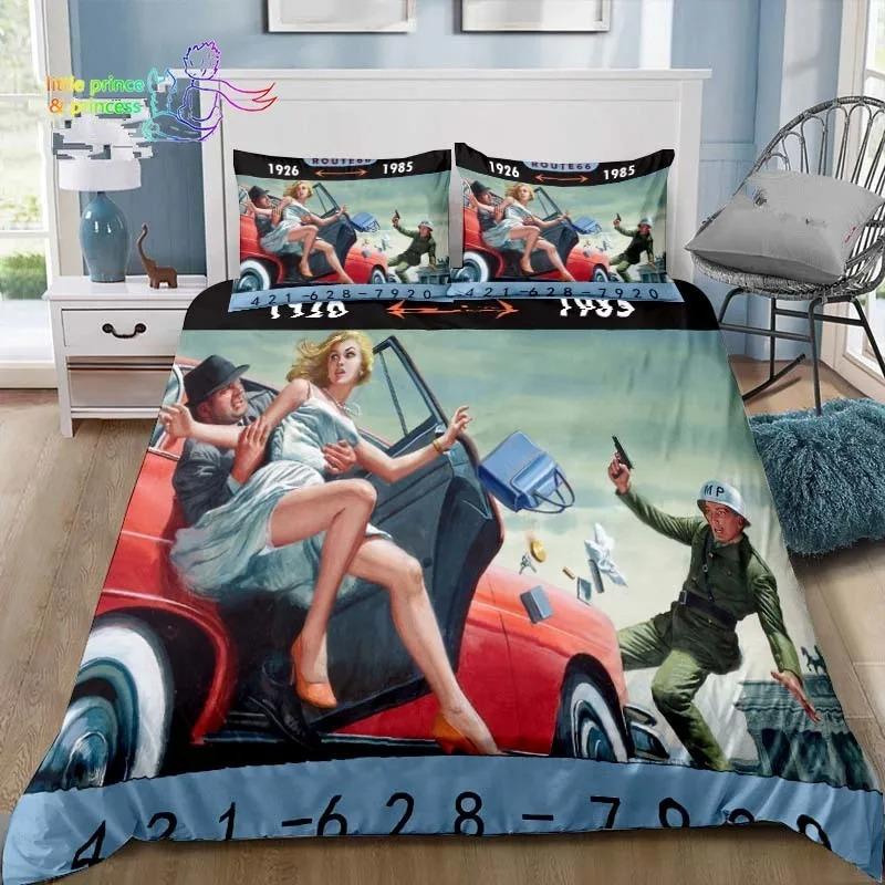 Historic American Route 66 Comfortable Duvet Quilt Cover Pillowcase Bedding Set Children Bedroom Decoration Home Textile Single