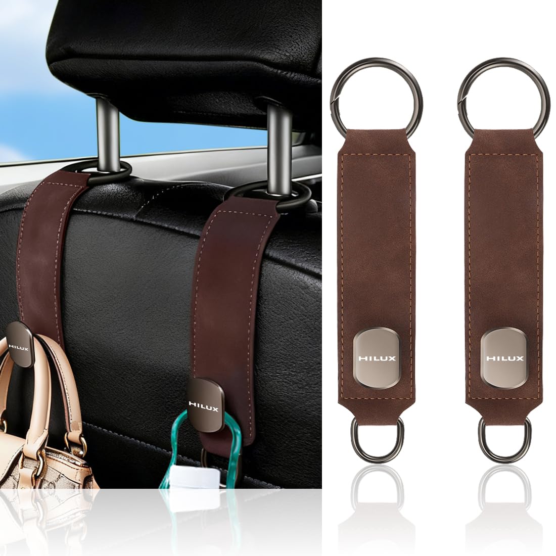 

Hilux Headrest Car Hooks for 8th Generation 120 25kg Load Seat Back Easy Short No Removal Car 2 Brown Hooks, Series, Capacity, Anti-Tip, Storage, коричневый