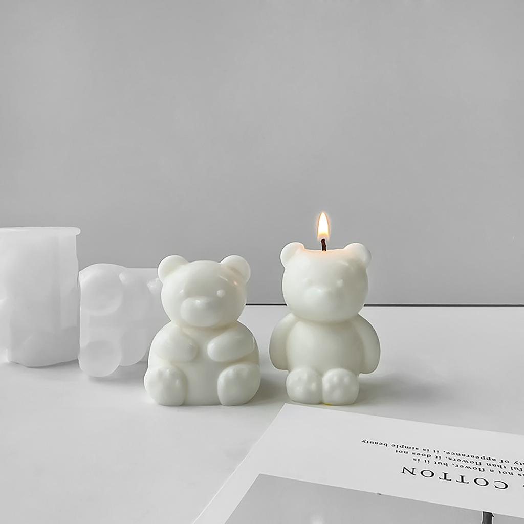 Cute Bear Silicone Candle Mold DIYs Handmade Soap Plaster Ice Cube Baking Mould Scented Candle Making for Birthday Party