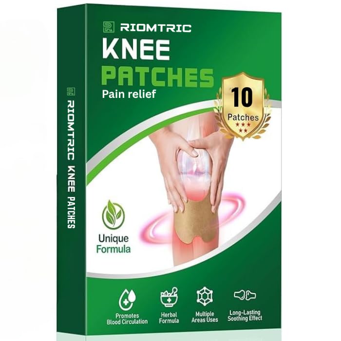 RIOMTRIC Herbal Pain Relief Knee Patches-10 | Adhesive Heat Patches Made with Natural Wormwood | Instant Extract Patch Relief of Joint Pains for Kn