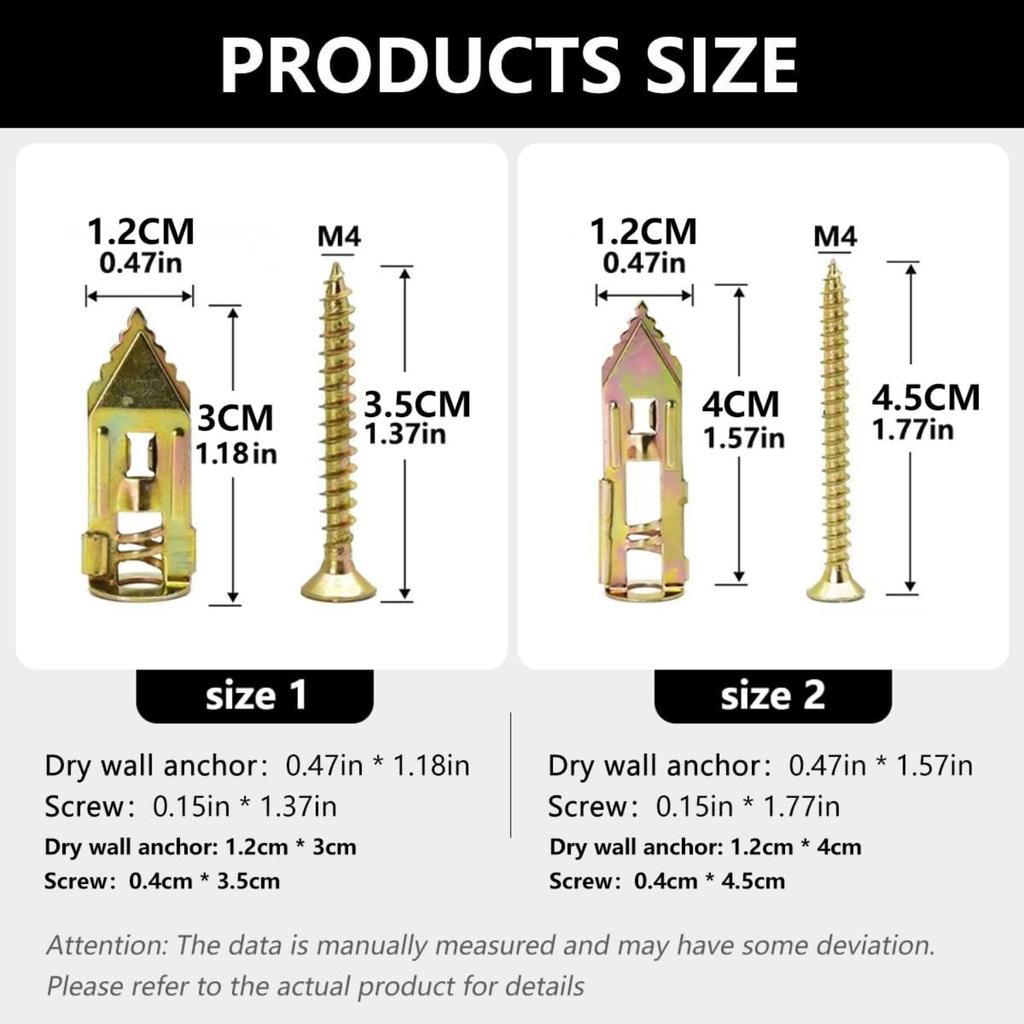 Self Drilling Anchors Screws, Self Drilling Drywall Anchors and Screws Kit for Wet and Fix Drywall Anchor Repair Tools for Fixing Garden Statue