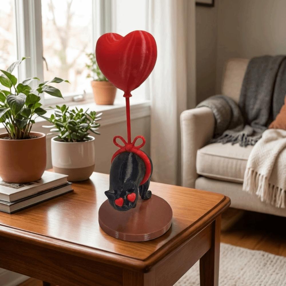 Romantic Cat Heart Balloon Decoration Suspended Black Cat Desktop Decoration  Office Desk