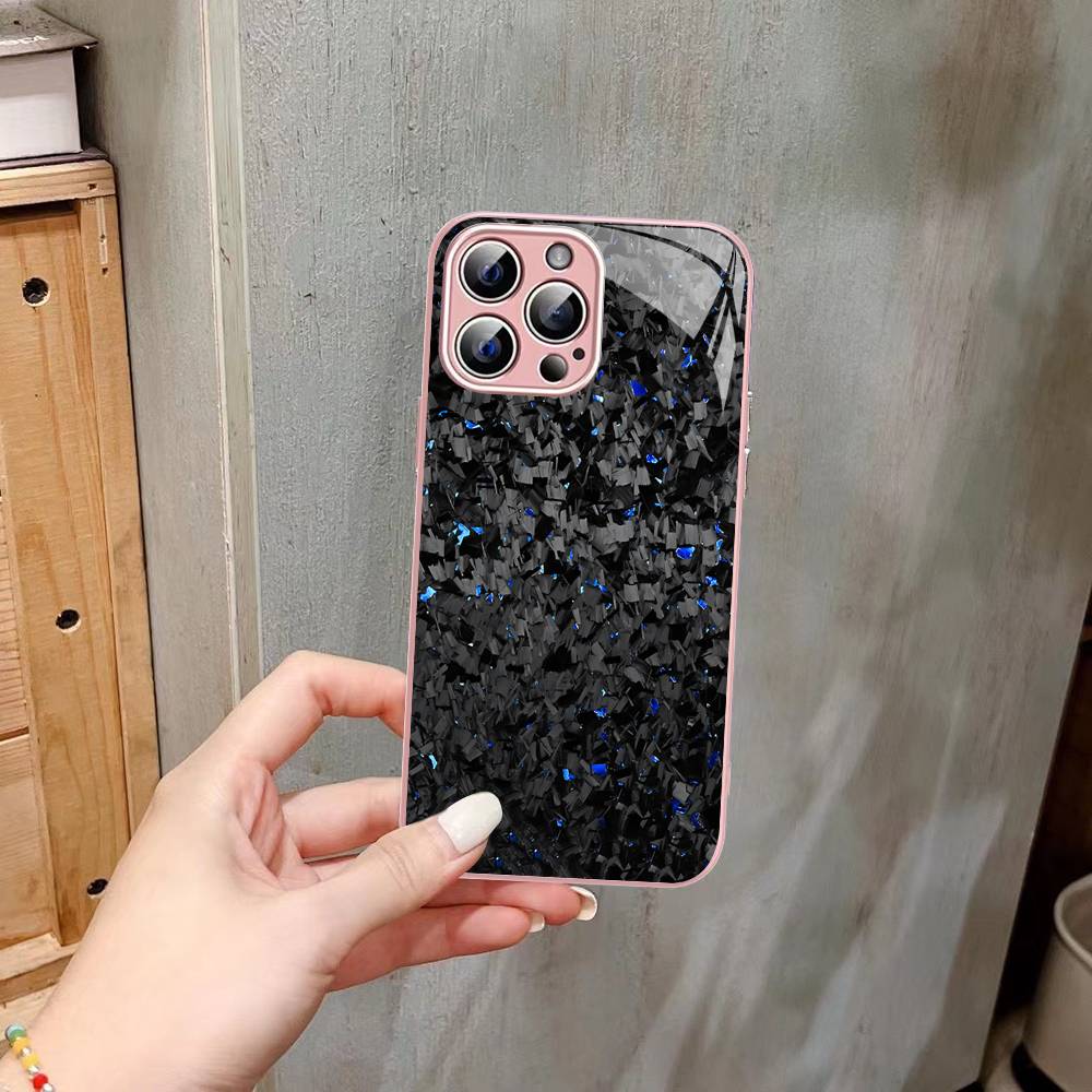 Forged Carbon Fundas Tempered Glass For Iphone 14 13 12 11 Pro Mini XS MAX 14Plus X XS XR Fundas
