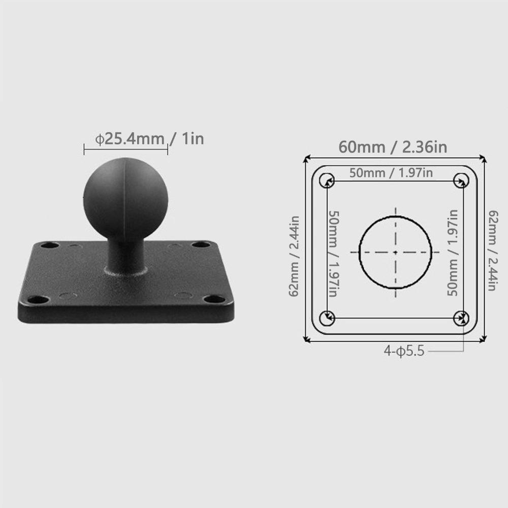 Rubber Ball Mount Base Aluminum Alloy AMPS Square Plate Durable Ball Mount Adapter Plate for Cars