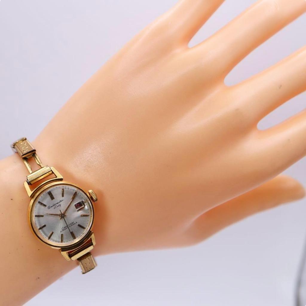 [USED] SEIKO Hand-Wound Round Date Rubber Strap Women's Watch 1225