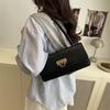 Niche Solid Color Bag Women's 2025 New Trendy Fashion Crocodile Pattern Shoulder Underarm Bag Versatile Portable Baguette Bag