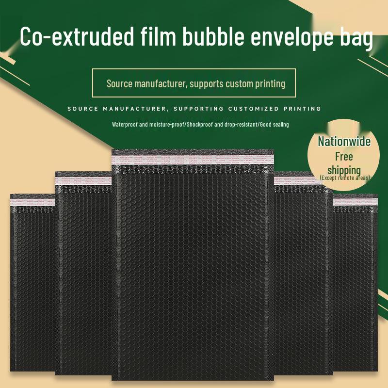 Black Matte Bubble Film Bag for Clothing, Food, Foam Packaging, and Express Shipping