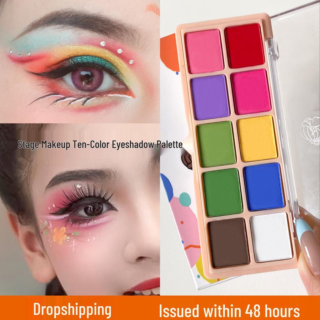Ten-Color Eyeshadow Palette: High-Pigment Stage & Party Makeup for Christmas and New Year's Eve.