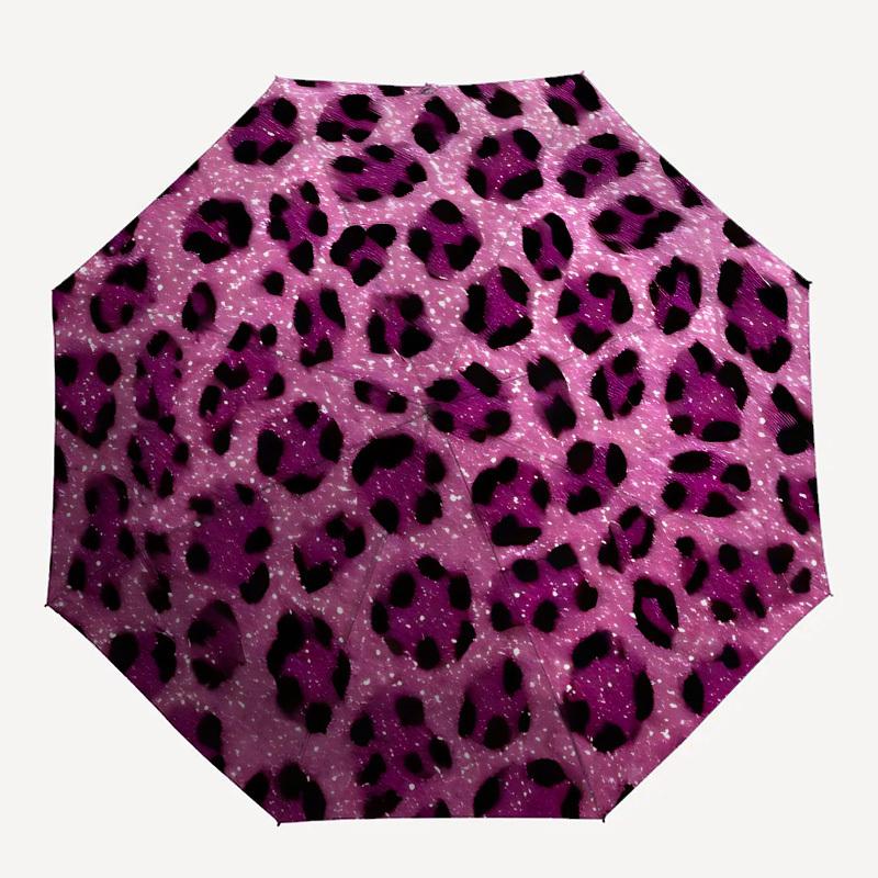 Leopard print,Texture Automatic Folding Umbrella Compact 8 Rib Design,Unique Style,Suitable for Everyday Outdoor Use,Perfect Gift for