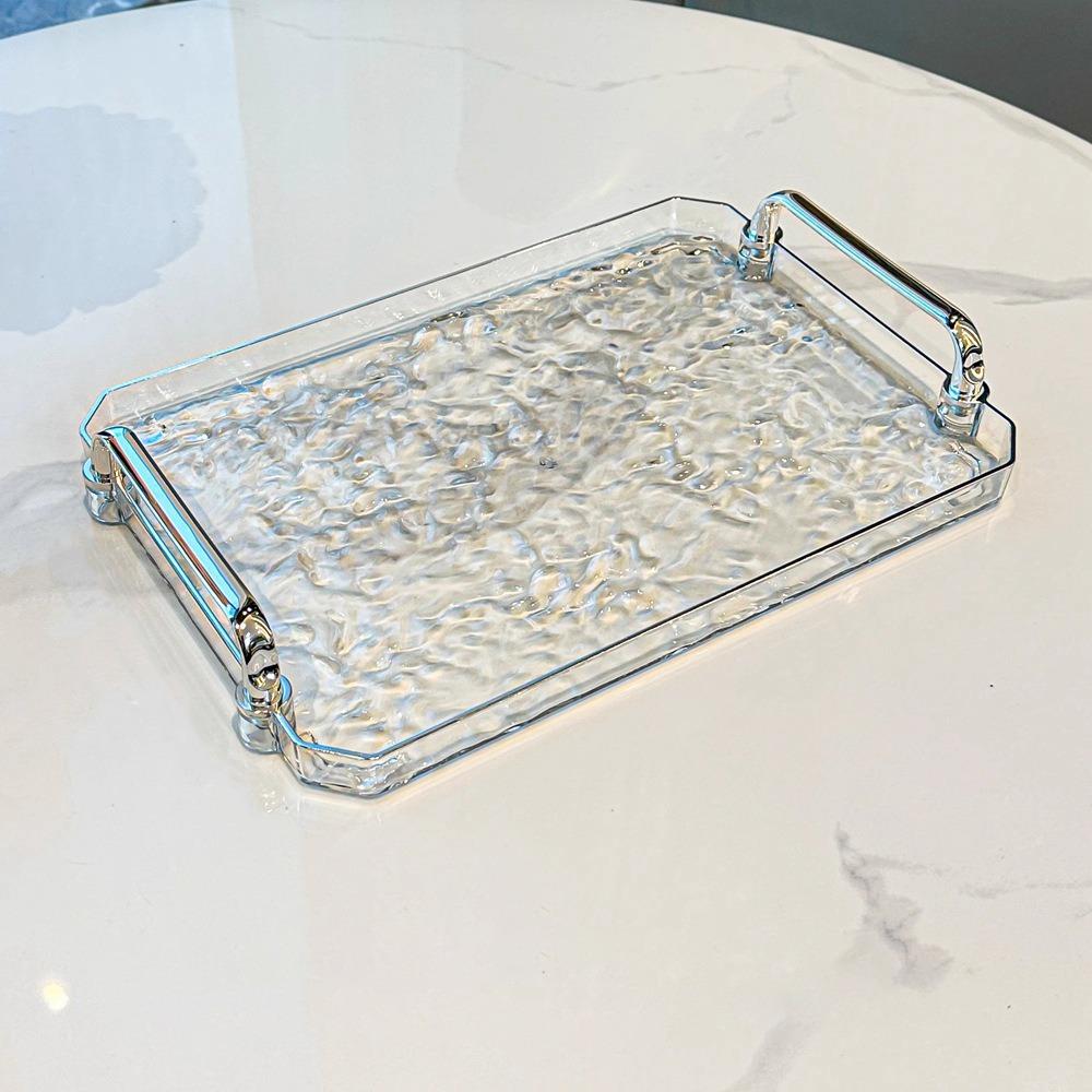 Water Ripple Rectangular Service Tray Transparent Bathroom Tray Tea Cup Tray  Living Room