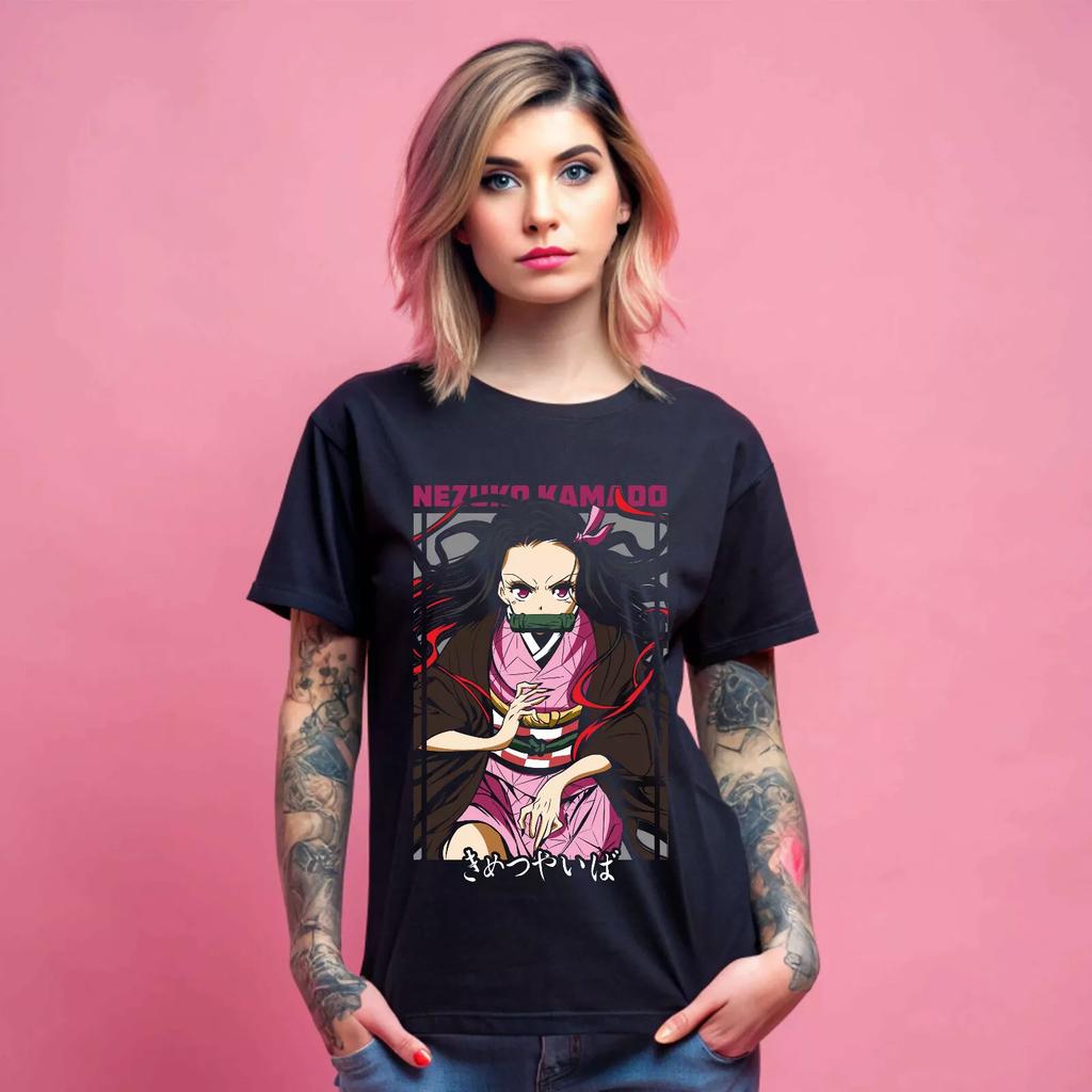 100% cotton TOPS UNISEX TEES MENS WOMENS Nezuko T-Shirt Demon Slayer Kimetsu No Yaiba Anime Mitsuri Kanroji Tee Gift