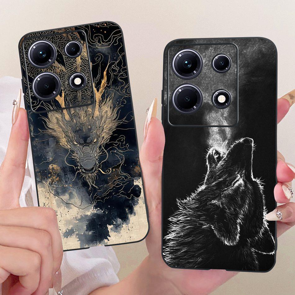 For Infinix Note 30 30Pro X678B X6716B X6711 Cool Dragon Tiger Phone Case Note 30 Pro Note30 4G 5G Black Silicone Soft Cases