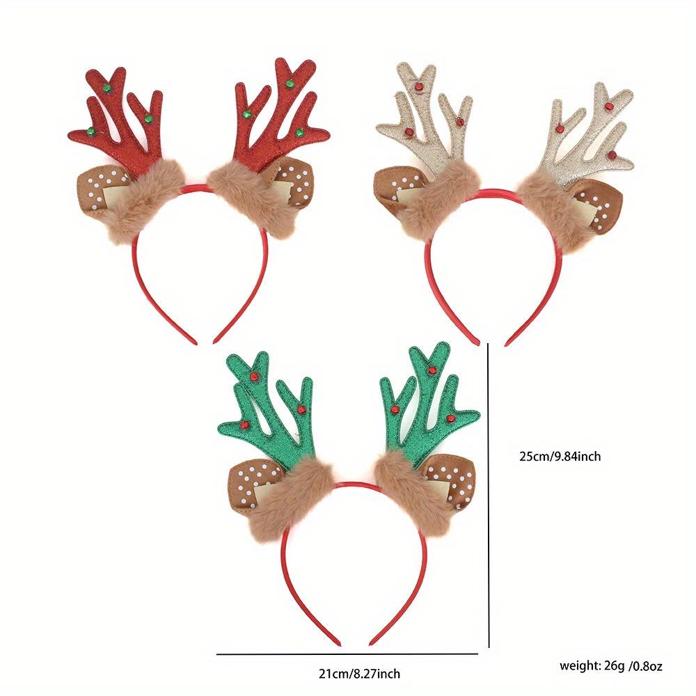 1Pc Christmas Cute Deer Antler Bell Plastic Headband for Holiday Parties, Living Room Window, Glass Door