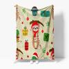 Cute Dog Christmas Throw Blanket Cozy Flannel Pet Holiday Festive Reversible Warm Soft Bedspread Couch Cover Gift Home Decor
