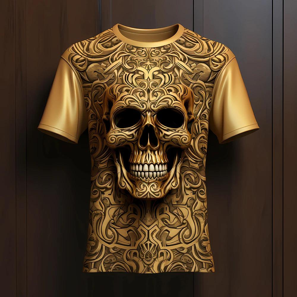 Letní tričko s krátkým rukávem Pánské oblečení Pánské trička s potiskem hlavy lebky Pánské Tričko pro volný čas Sportovní oblečení Pánské