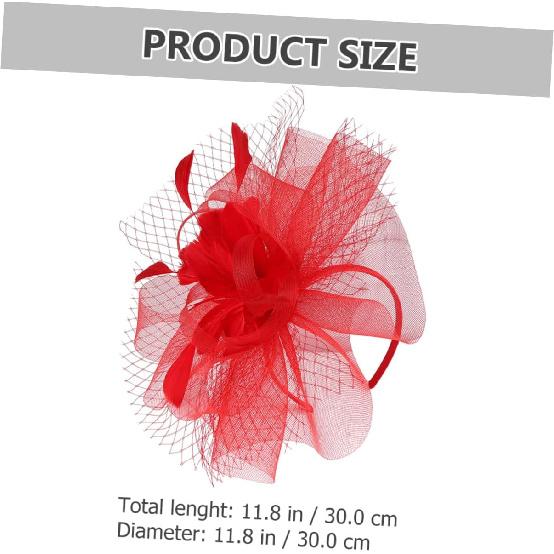 Fascinator Hat Mesh Wedding Hat for Women with Hair Clip and Headband, Red Cocktail Party Flapper Accessory for Tea Party and Special Occasions