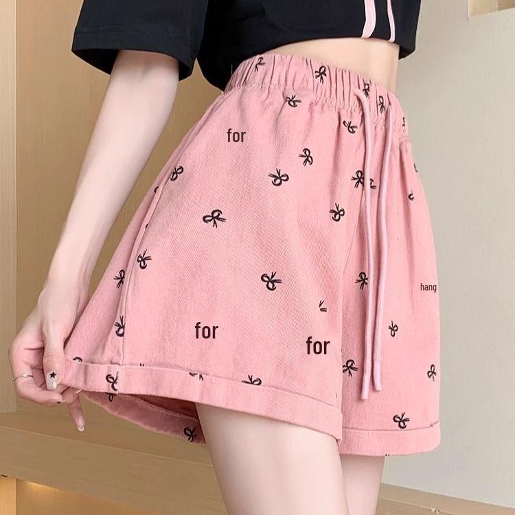 

Plus Size Summer High Waist Wide Leg Casual Shorts for Women L for 85-115 Jin розовый