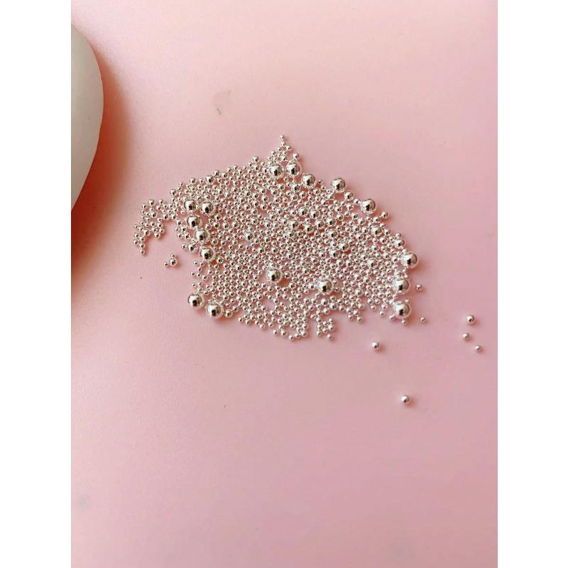 1 Box 3D Round Design Nails Art Decoration Ball, Steel Ball Diy Nails Supplies, Nails Charm, Small Steel Ball, Gold, Silver Color Nails Salon