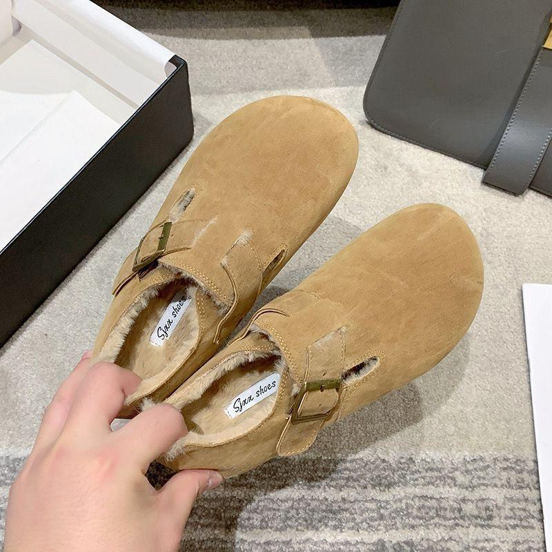 Birken Shoes, Women's Fleece Warm Bean Shoes, New Woolen Shoes, Retro One-foot Cotton Shoes