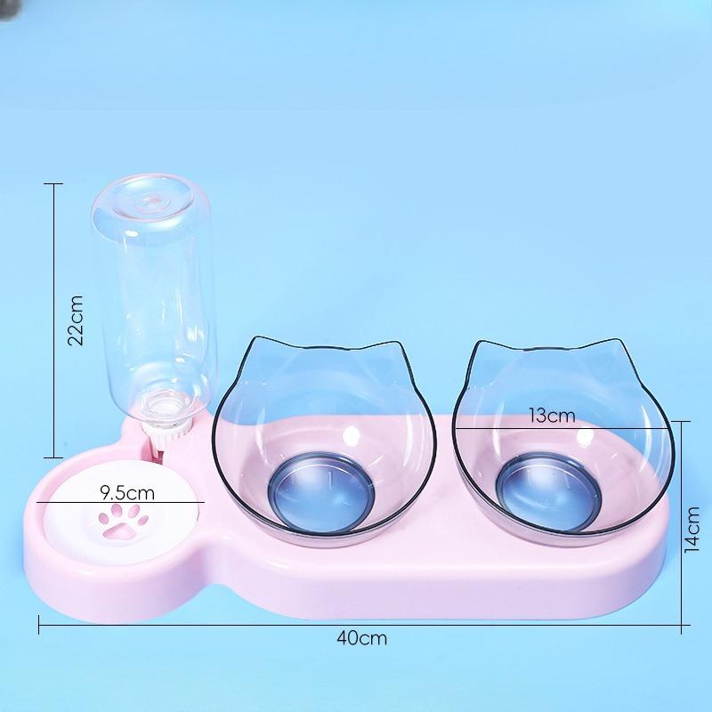 Cat Bowl, Pet Automatic Water Dispenser, Feeder, Double Bowl Integrated Moisture-proof Mouth, Cat and Dog Bowl, Pet Food Utensils