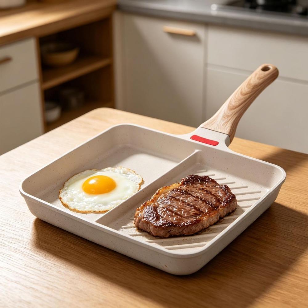 Temperature Sensing Breakfast Skillet Maifan Stone Coating Steak Frying Pan Breakfast